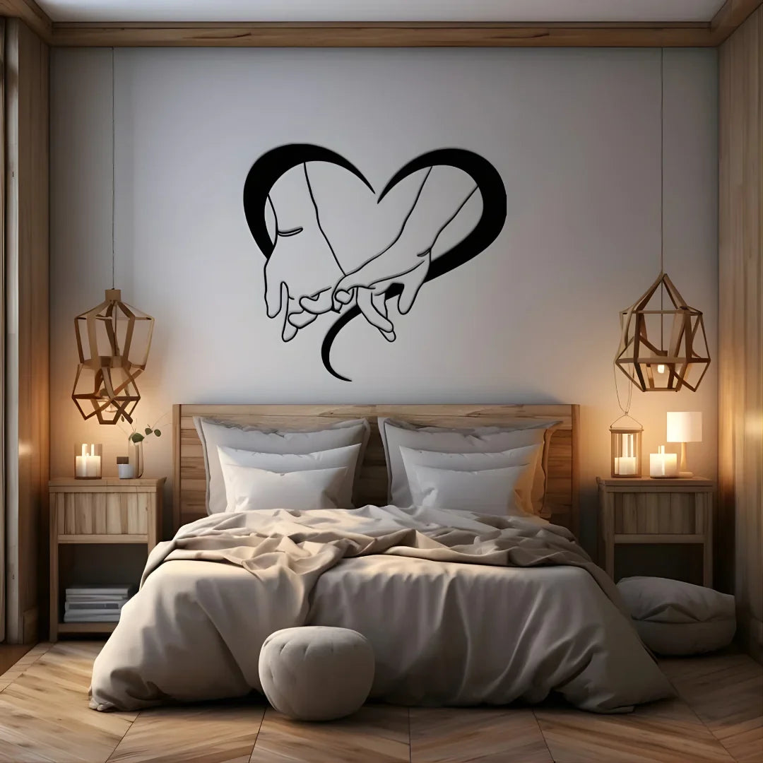 Intertwined Hands Heart Acrylic Wall Art | Romantic Love Symbol Decor