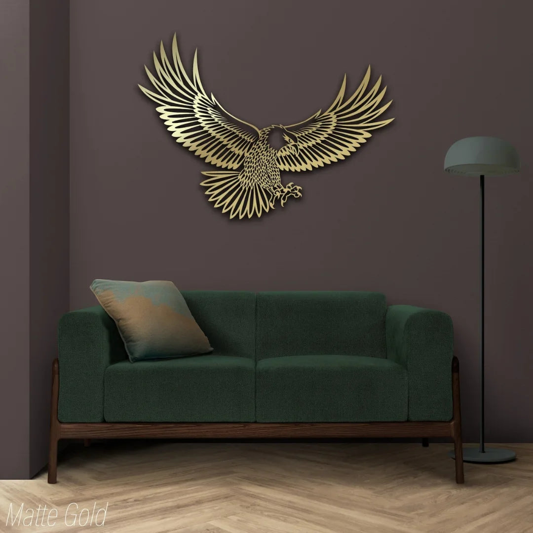 Majestic Acrylic Flying Eagle Wall Art Silhouette - Detailed Feather Design