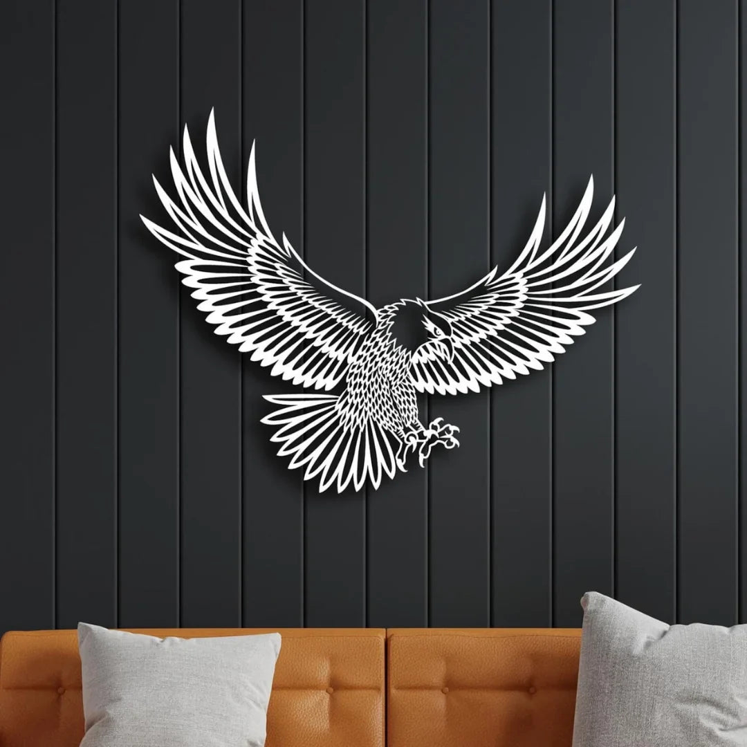 Majestic Acrylic Flying Eagle Wall Art Silhouette - Detailed Feather Design