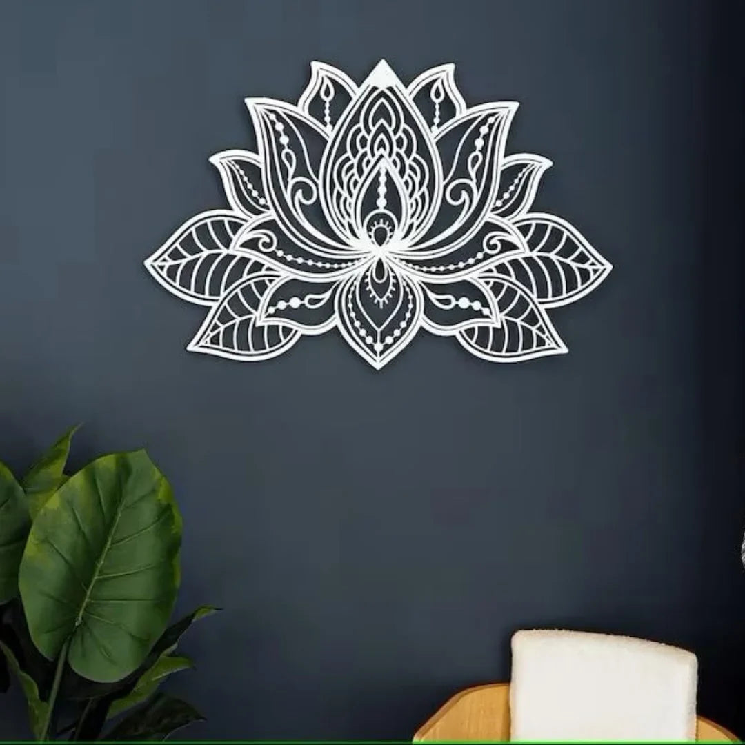 Mandala Lotus Flower Acrylic Wall Art | Ornate Spiritual Decor