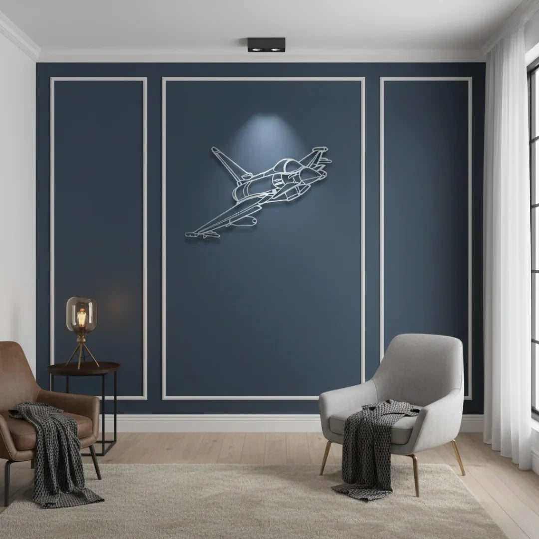 Modern Acrylic Eurofighter Typhoon Jet Silhouette Wall Art