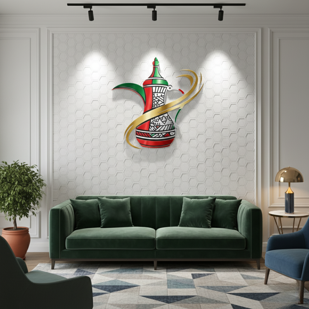Traditional UAE Dallah & Flag Acrylic Wall Art