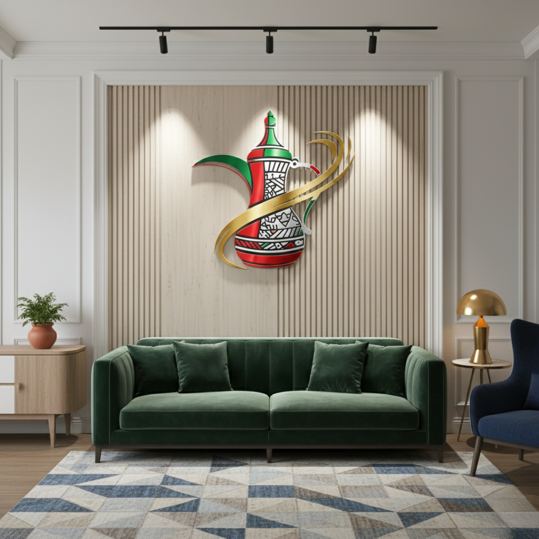 Traditional UAE Dallah & Flag Acrylic Wall Art
