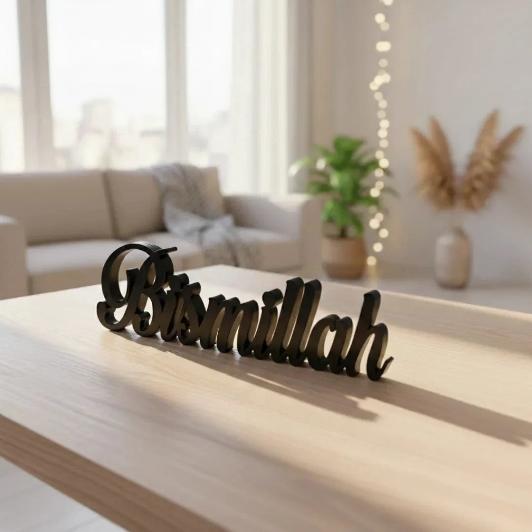 Bismillah Islamic Table Decor - Acrylic Arabic Calligraphy Stand