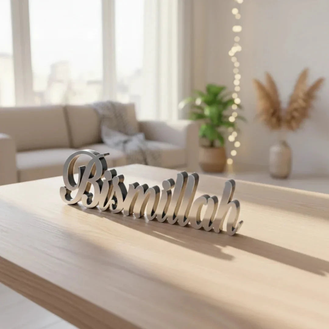 Bismillah Islamic Table Decor - Acrylic Arabic Calligraphy Stand