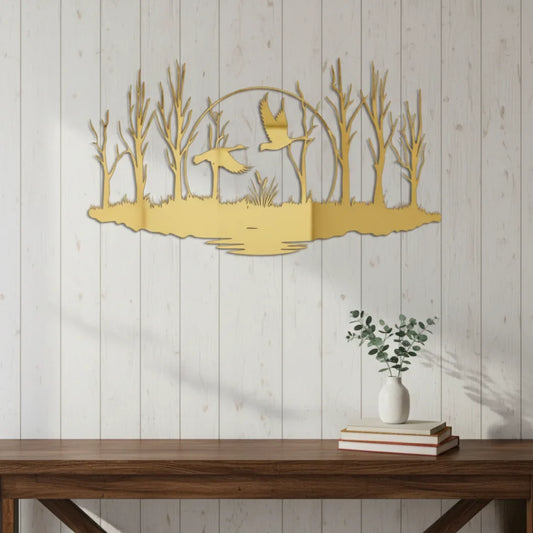 Tranquil "Ducks in Flight" Black Acrylic Wall Art – Wetland Nature