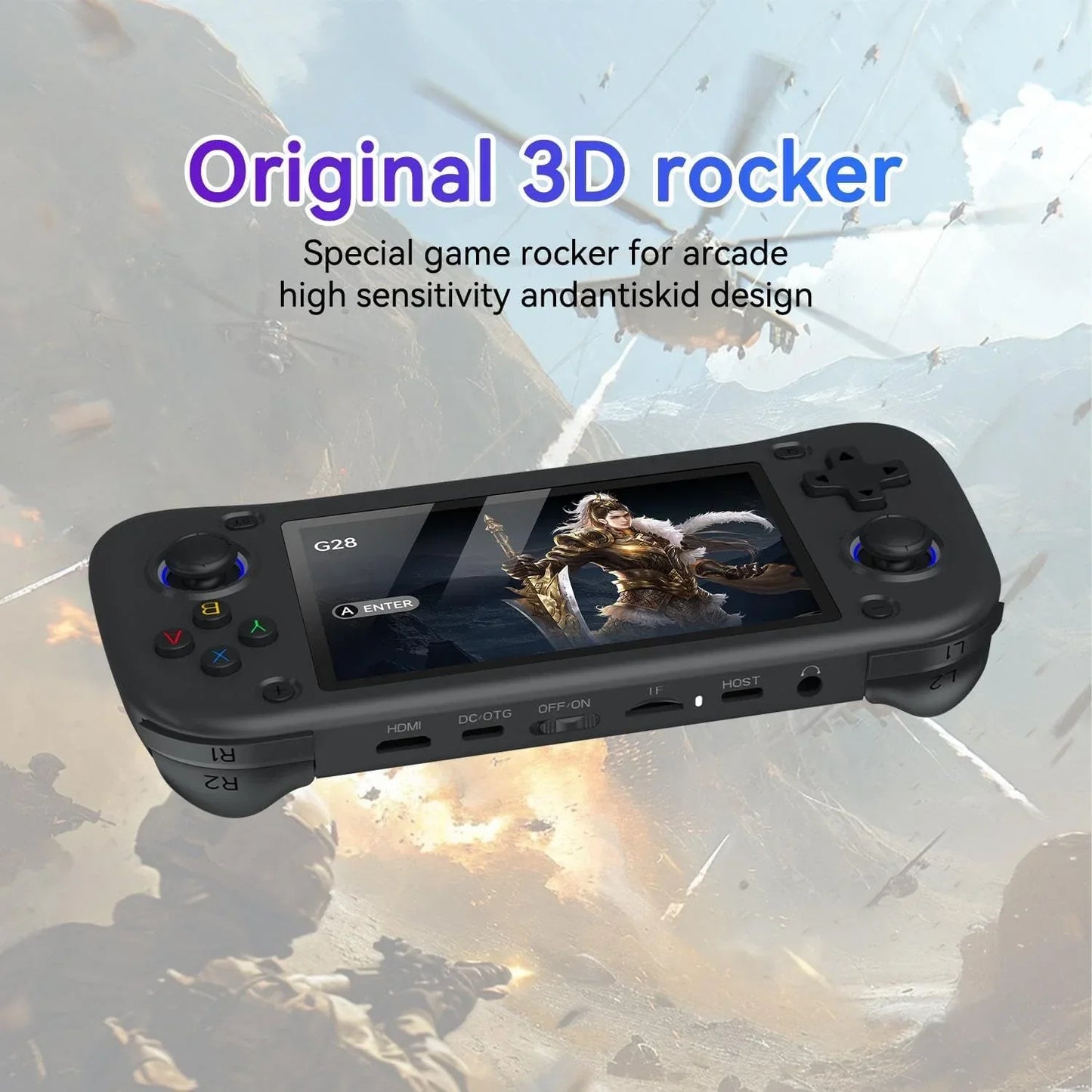 G28 Retro Handheld Game Console, 4.3-Inch HD Screen, 64GB Card, Multi-Emulator