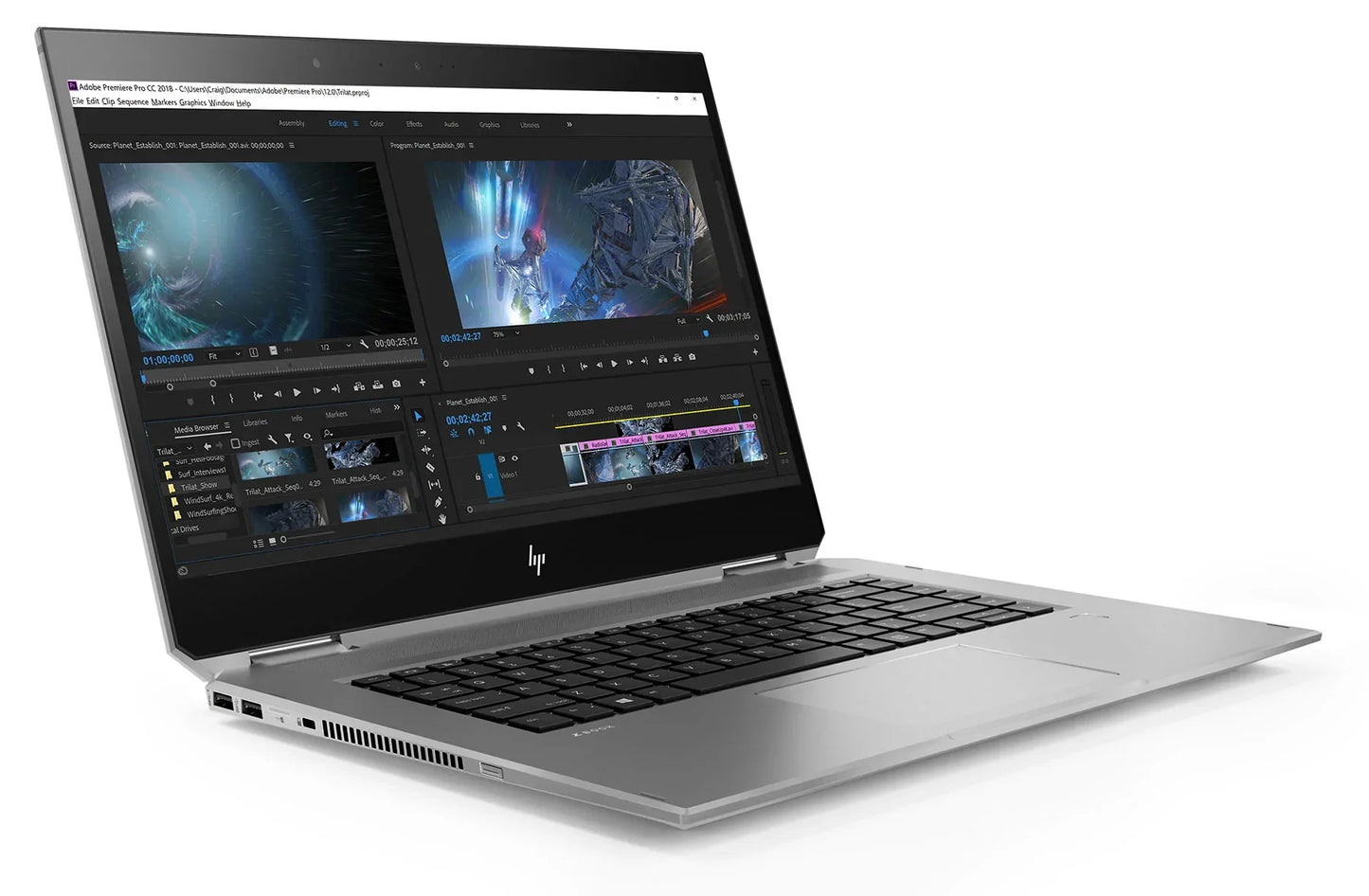 HP ZBook Studio x360 G5, Intel Xeon E-2176M, 16GB RAM, 512GB PCIe SSD, 15.6" 4K Touch, NVIDIA Quadro P1000 (Used)