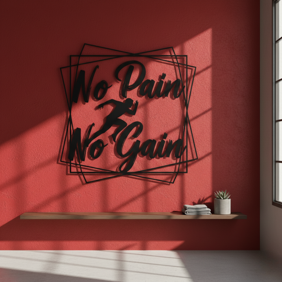 "No Pain No Gain" Acrylic Wall Art - Fitness & Motivation Decor