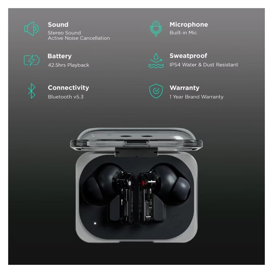 CMF Nothing Ear (a) Wireless Earbuds – Sleek Black, True Wireless, ANC & Long Battery