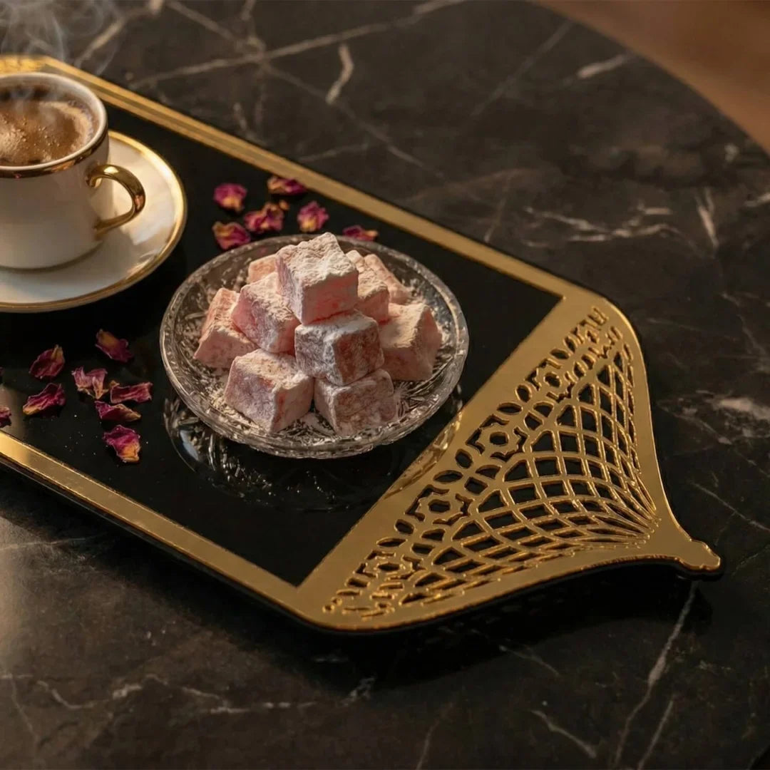 Ramadan Serving Tray with Mosque Dome Handles - Islamic Decor