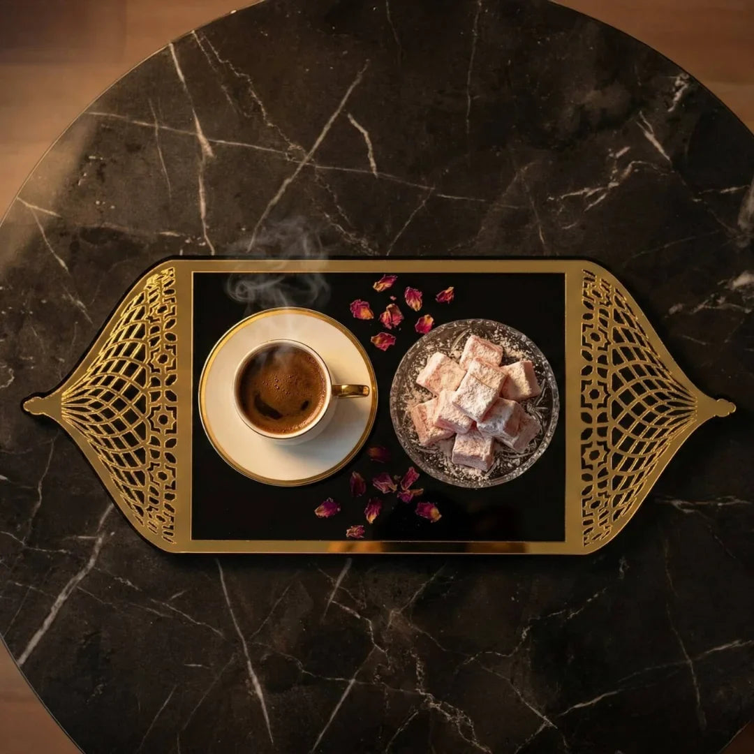 Ramadan Serving Tray with Mosque Dome Handles - Islamic Decor