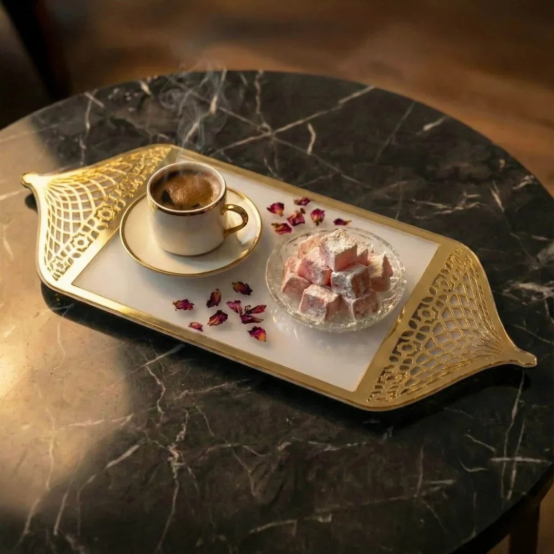 Ramadan Serving Tray with Mosque Dome Handles - Islamic Decor