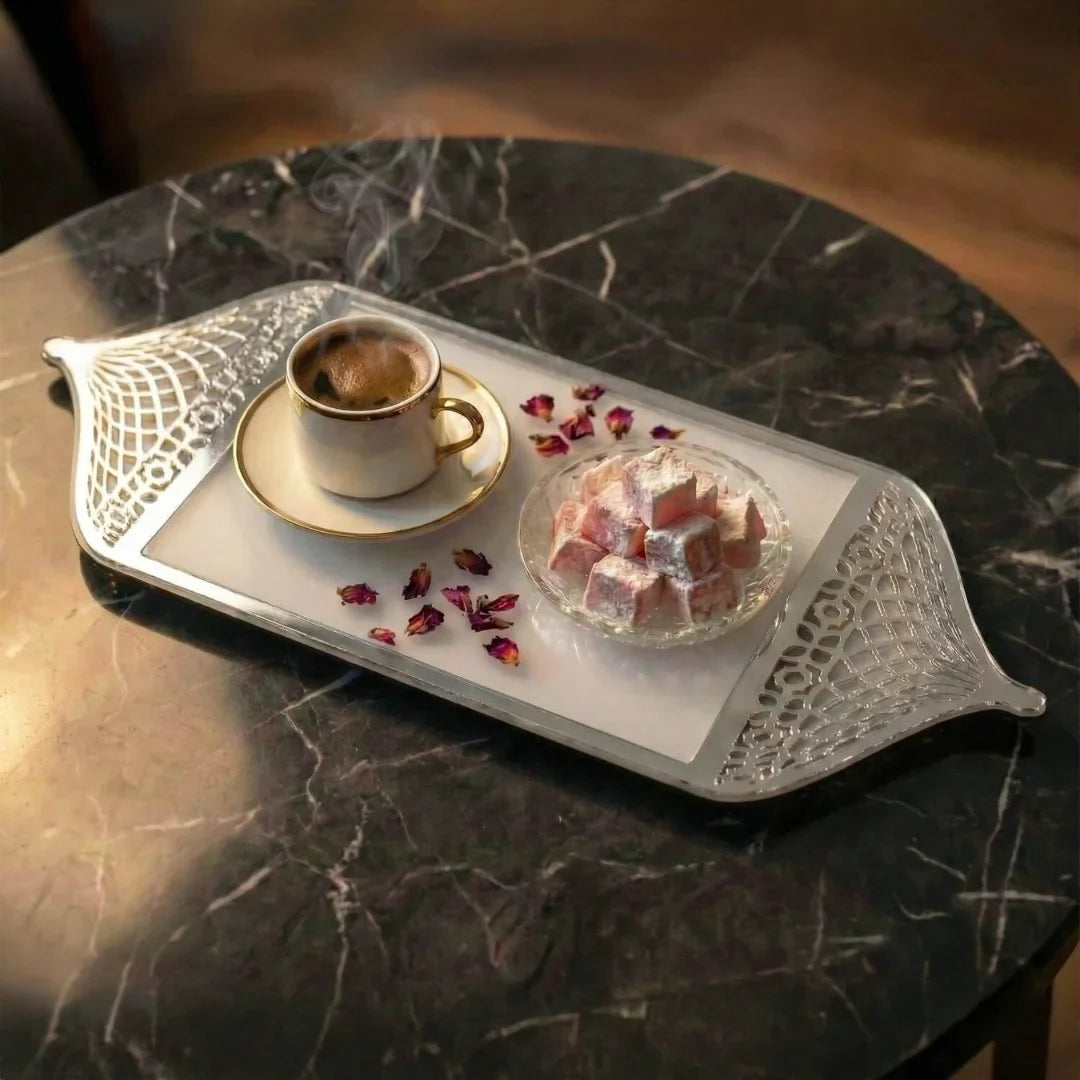 Ramadan Serving Tray with Mosque Dome Handles - Islamic Decor
