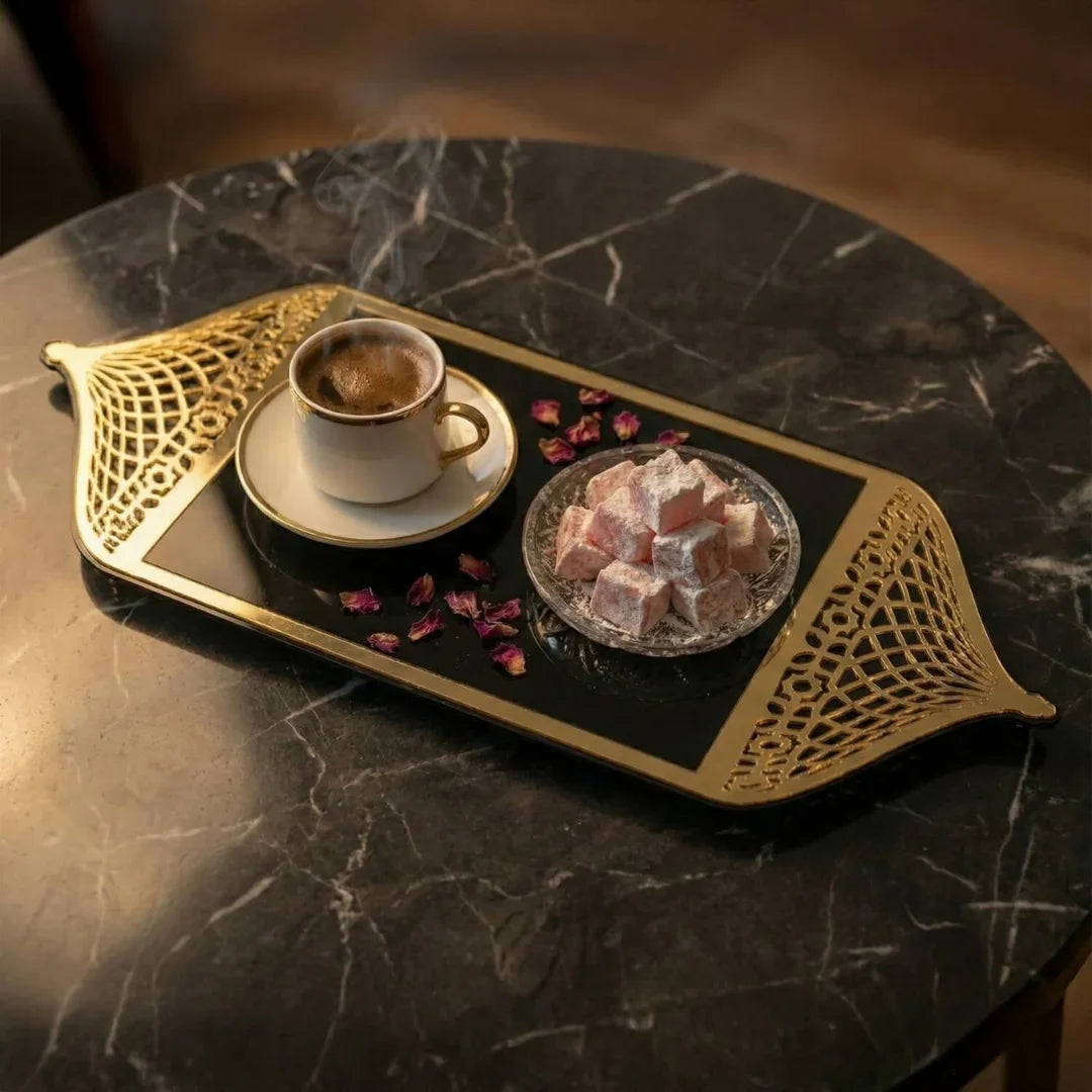 Ramadan Serving Tray with Mosque Dome Handles - Islamic Decor