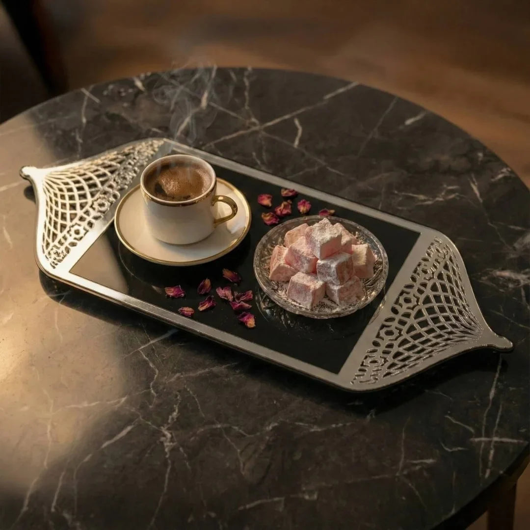 Ramadan Serving Tray with Mosque Dome Handles - Islamic Decor