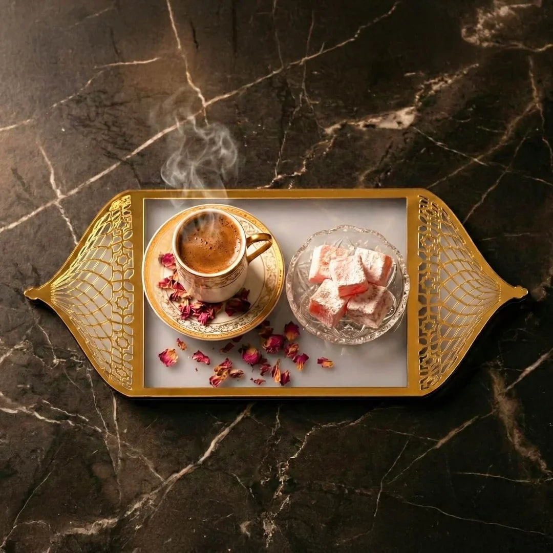 Ramadan Serving Tray with Mosque Dome Handles - Islamic Decor