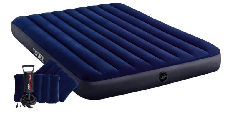 Intex Dura-Beam Queen Air Mattress 152×203cm – Inflatable Airbed with Hand Pump