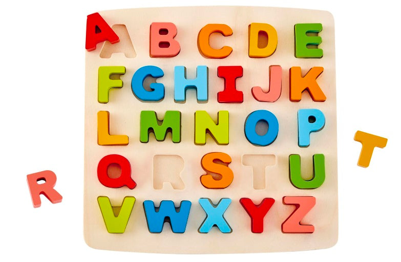 Wooden Alphabet Puzzle Board for Kids – A–Z Uppercase Letter Learning Toy