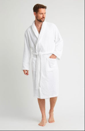 Men's 100% Cotton Terry Bathrobe – Soft Absorbent Robe with Belt & Pockets