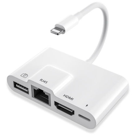 JBQ HDT-31 4-in-1 Lightning Adapter – HDMI 4K, USB 3.0, RJ45 Ethernet & Charging