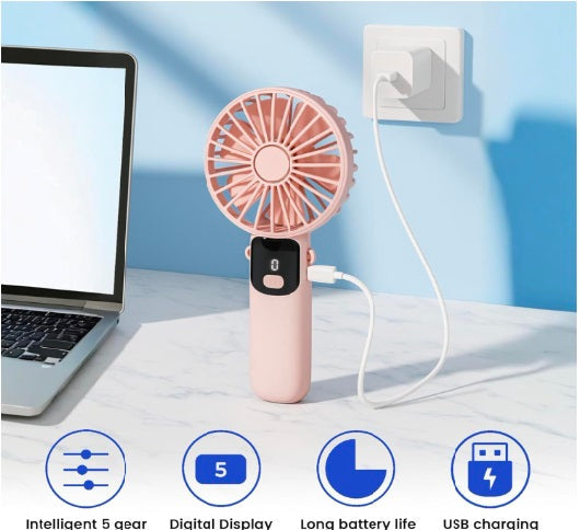 4000mAh Rechargeable Handheld Fan with LED Display | Portable Mini Fan