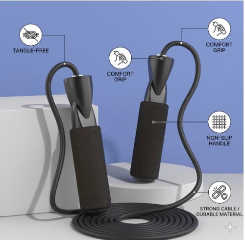 Adjustable Speed Jump Rope with Ergonomic Non-Slip Handles – Tangle-Free Fitness Skipping Rope for Cardio, Weight Loss & Home Workout