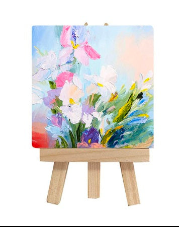 Mini Blank Canvas with Wooden Easel – Small Painting Canvas for Art & Crafts