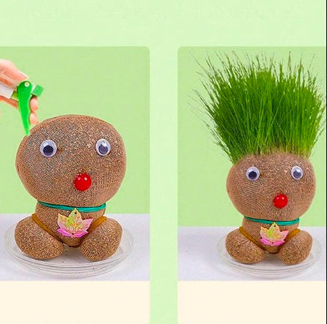 Growing Grass Head Doll Mini Bonsai – DIY Plant Growing Kit for Kids & Adults