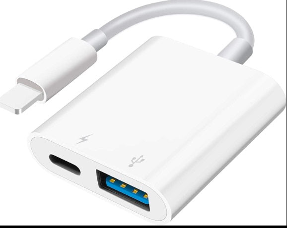 2-in-1 USB-C & Lightning Adapter – Dual Connector Charging Adapter for Smartphones & Tablets