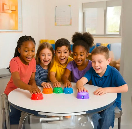 Quiz Buzzers with Lights & Sounds – 4-Piece Game Show Answer Buzzer Set