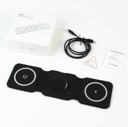 3-in-1 Magnetic Wireless Charger – Foldable Charging Station for Phone, Watch & AirPods