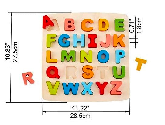 Wooden Alphabet Puzzle Board for Kids – A–Z Uppercase Letter Learning Toy