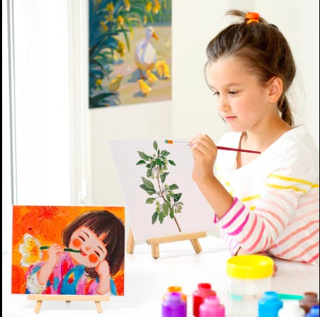 Mini Blank Canvas with Wooden Easel – Small Painting Canvas for Art & Crafts