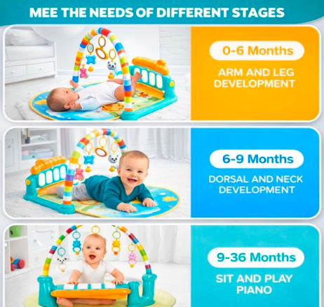 Baby Kick & Play Piano Gym – Multi-Function Activity Play Mat with Hanging Toys