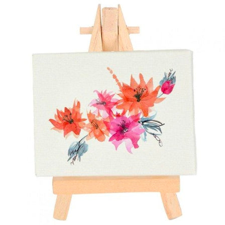 Mini Blank Canvas with Wooden Easel – Small Painting Canvas for Art & Crafts